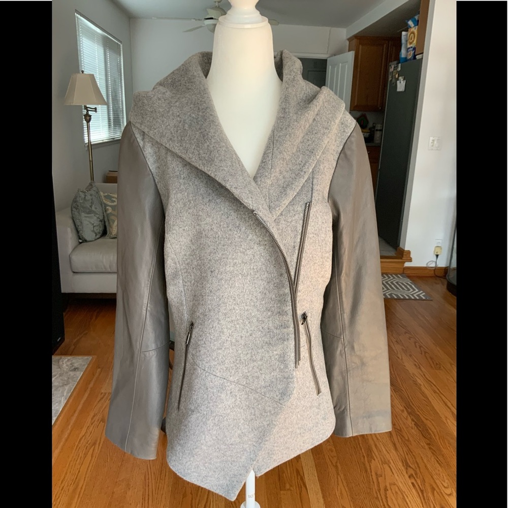 NWT C. Luce wool and leather jacket with hoodie